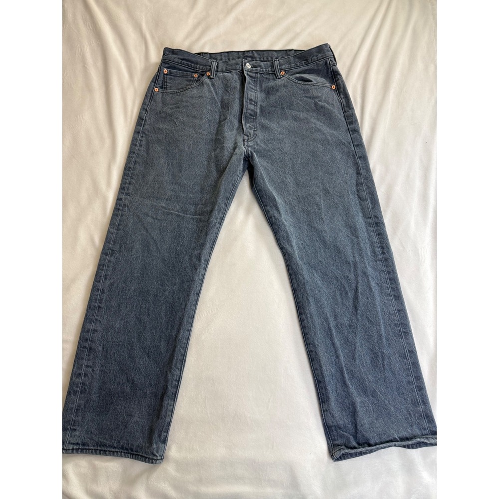 Levis 501 Original Fit Gray Jeans Mens 40x30 Straight Leg Button Fly Denim